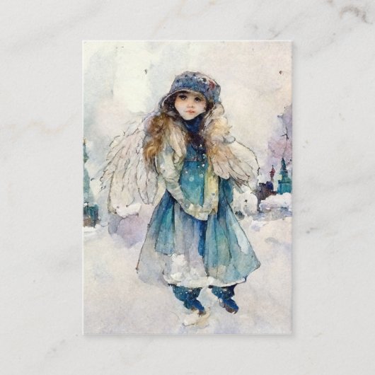 Carte D'appel Winter Spirit Aquarelle Angel Art (Devant)