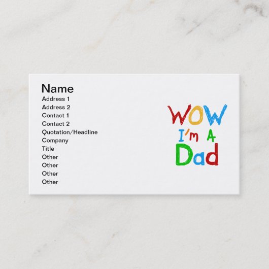 Carte D'appel WOW Je suis un t-shirt papa et des GIfts (Devant)