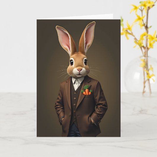 Carte Dapper Rabbit Portrait Card (Fleur jaune)