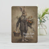 Carte Dapper Victorian Easter Bunny With Gifts (Debout devant)