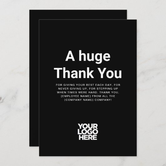 Carte d'appréciation de l'employé du Merci noir co (Devant / Derrière)