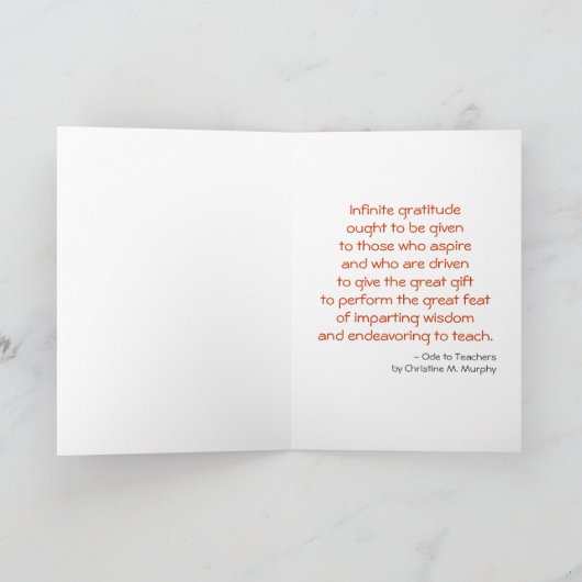 Carte d'appréciation de l'enseignant (Intérieur)