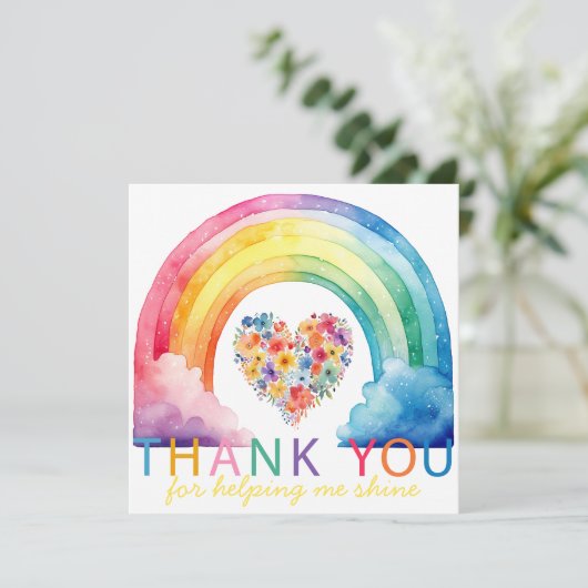 Carte d'appréciation de l'enseignant Rainbow Merci (Debout devant)