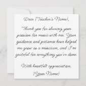 Carte d'appréciation de professeur de musique pers (Dos)