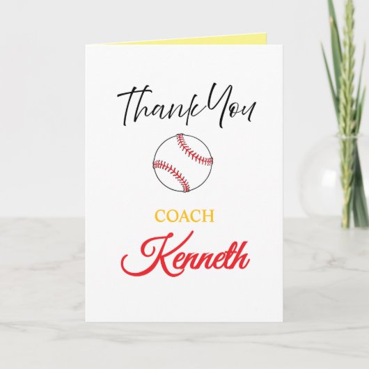 Carte d'appréciation des entraîneurs de baseball,  (Devant)