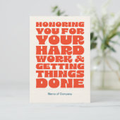 Carte d'appréciation du Merci du personnel employé (Debout devant)