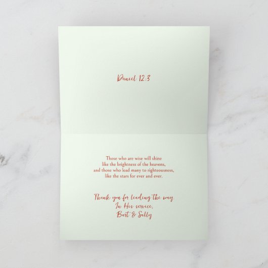 Carte d'appréciation du pasteur (Intérieur)