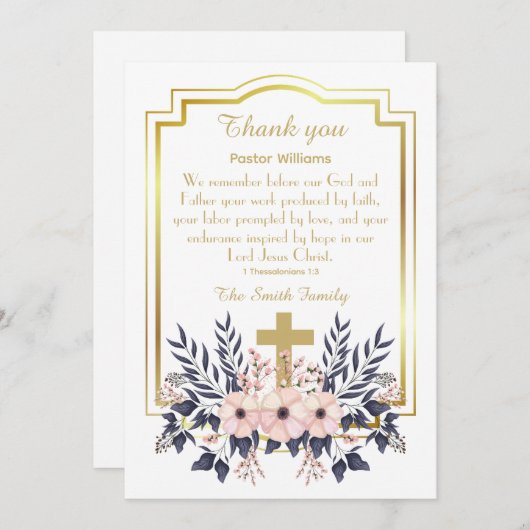Carte d'appréciation du pasteur Merci de l'écritur (Devant / Derrière)