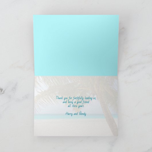 Carte d'appréciation du pasteur Merci Palm Tree (Intérieur)