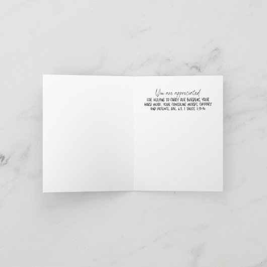 Carte d'appréciation JW Elder (Intérieur)