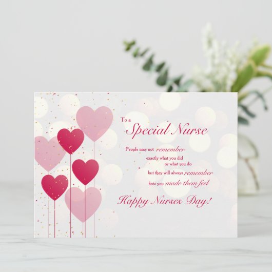 Carte d'appréciation spéciale de l'infirmière (Debout devant)