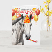 Carte Dappy Grey Arabian Horse Drôle Anniversaire (Fleur jaune)