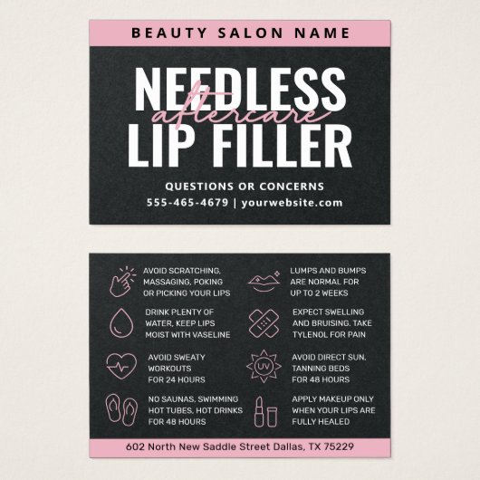 Carte d'après-garde Premium Black Needles Lips (Devant & derrière)