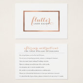 Carte d'après-garde simple Rose Gold Lash Salon Lo (Devant & derrière)