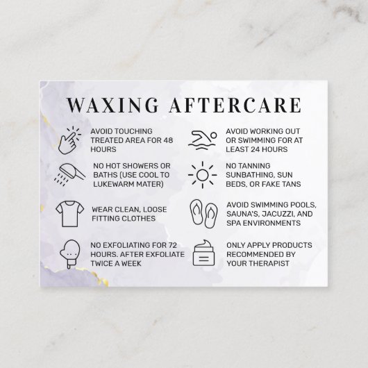 Carte d'après-soins Purple Custom Logo Waxing (Dos)