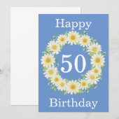 Carte d'aquarelle 50th Birthday Daisy (Devant / Derrière)