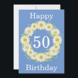 Carte d'aquarelle 50th Birthday Daisy<br><div class="desc">Carte à plat 50e anniversaire marguerite aquarelle.</div>