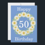 Carte d'aquarelle 50th Birthday Daisy<br><div class="desc">Carte à plat 50e anniversaire marguerite aquarelle.</div>