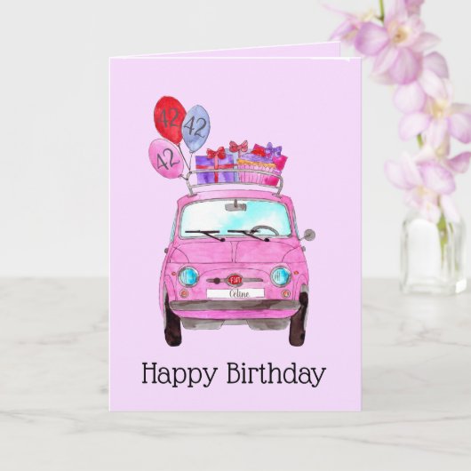 Carte d'aquarelle Anniversaire Retro 500 personnal (Orchidée)