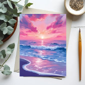Carte d'aquarelle Blush Ocean Sunset Waves