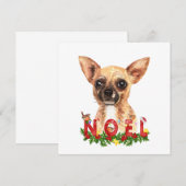 Carte d'aquarelle Chihuahua Noel Christmas Flat (Devant / Derrière)