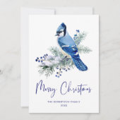 Carte d'aquarelle Christmas Blue Jay (Devant)