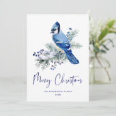 Carte d'aquarelle Christmas Blue Jay (Debout devant)