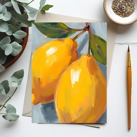 Carte d'aquarelle Citrus jaune