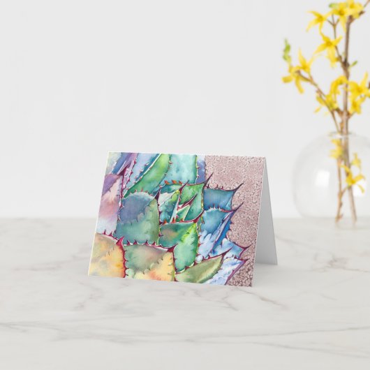 Carte d'aquarelle d'agave par Debra Lee Baldwin (Fleur jaune)