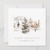 Carte d'aquarelle de Noël avec paysage hivernal (Devant)