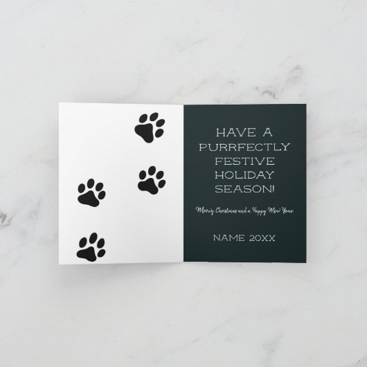 Carte d'aquarelle de Noël Meowy pour chat noir (Intérieur)