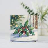 Carte d'aquarelle de Noël Mistletoe Happy Holidays (Debout devant)