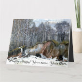 Carte d'aquarelle de peinture de ravin neigeux (Devant)