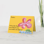 Carte d'aquarelle de tortue rose Merci (Dos)