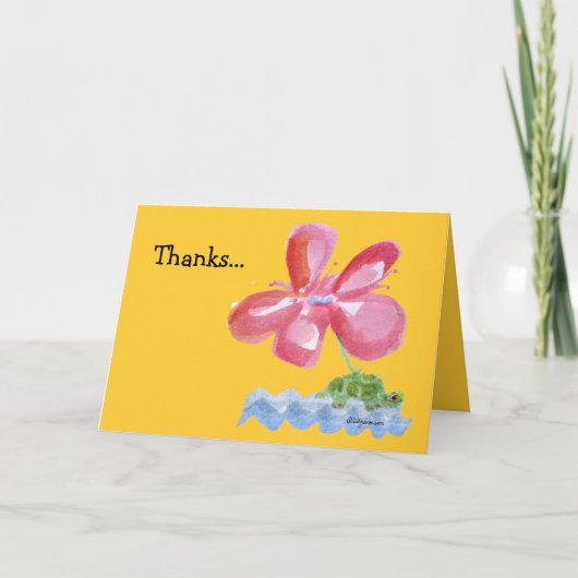 Carte d'aquarelle de tortue rose Merci (Devant)