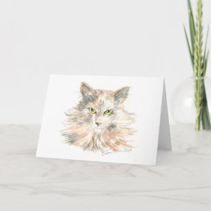 Carte d'aquarelle du chat-coon du Maine