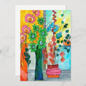 Carte d'aquarelle Escalade Fleurs  (Devant / Derrière)