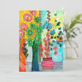 Carte d'aquarelle Escalade Fleurs  (Debout devant)