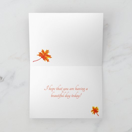 Carte d'aquarelle Feuilles d'érable "Juste parce q (Intérieur)