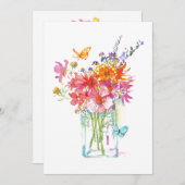 Carte d'aquarelle fleur sauvage Bouquet (Devant / Derrière)