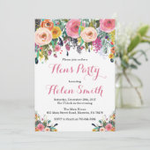 Carte d'aquarelle Floral Hens Party Invitation (Debout devant)