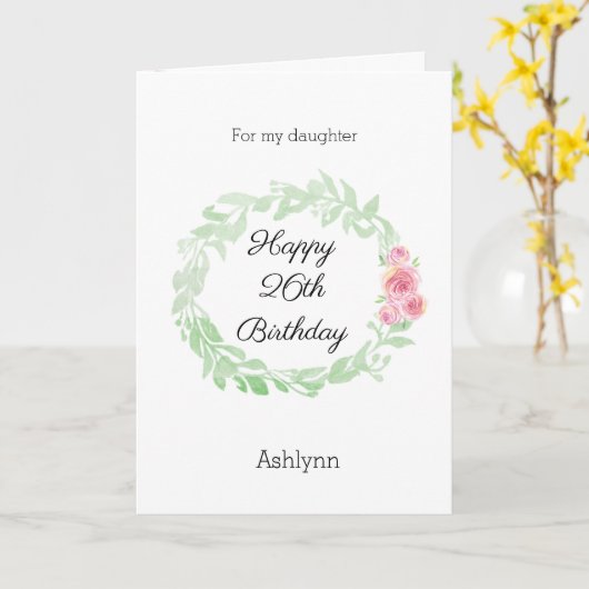 Carte d'aquarelle florale 26e anniversaire (Fleur jaune)