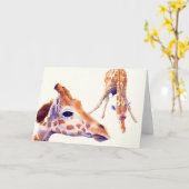 Carte d'aquarelle Giraffe (Fleur jaune)