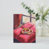 Carte d'aquarelle Gold Mariage Rings (Debout devant)