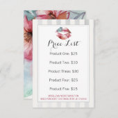 Carte d'aquarelle Lipstick Distributeur Tarifs (Devant / Derrière)