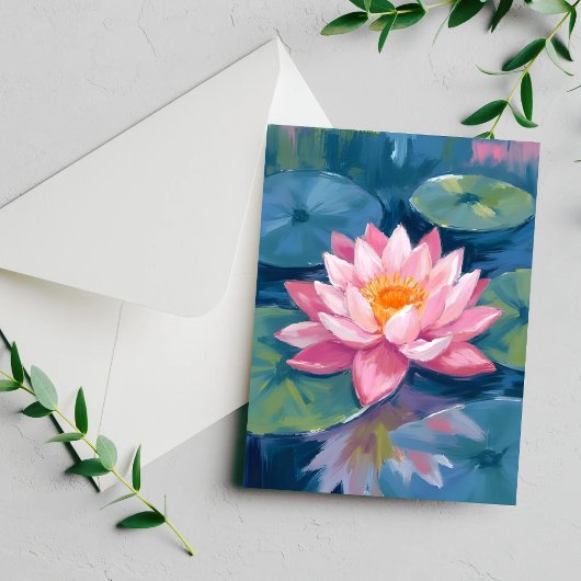 Carte d'aquarelle Lotus Flower Pad