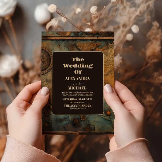 Carte d'aquarelle Mariage de voyage