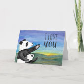 Carte d'aquarelle Pandas Twilight (Devant)