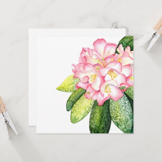 Carte d'aquarelle 'Pink Rhod' (Devant/Arrière en situation)