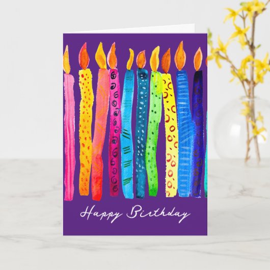 Carte d'aquarelle pour bougies d'anniversaire (Fleur jaune)